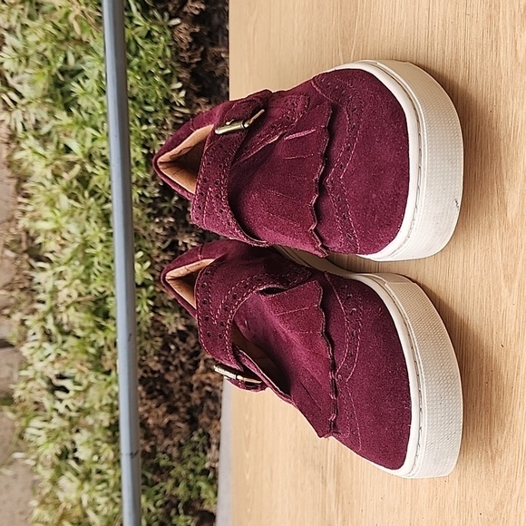 Frye  Gemma fringe Kiltie Bordeaux wine burgundy Sneakers Size 7 - Picture 2 of 15